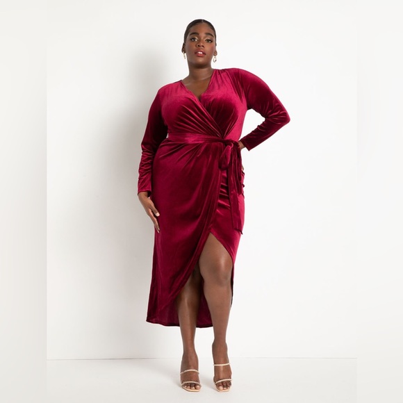 Eloquii Dresses & Skirts - Velvet Wrap Dress With Tie